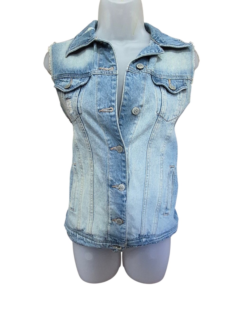 Cello Vintage Light Blue Sleeveless Denim Vest Jacket